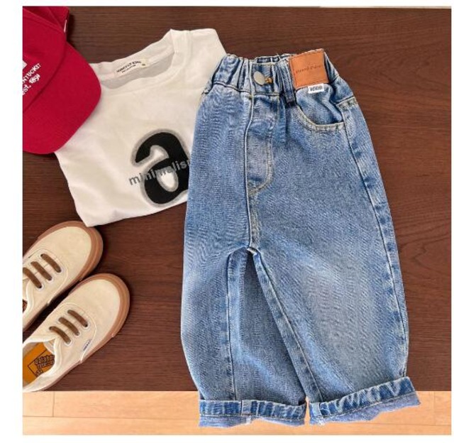 秋新しい  子供服★ 女の子パンツ★ファッションデニムズボン ★韓国風子供ジーンズ★90-140