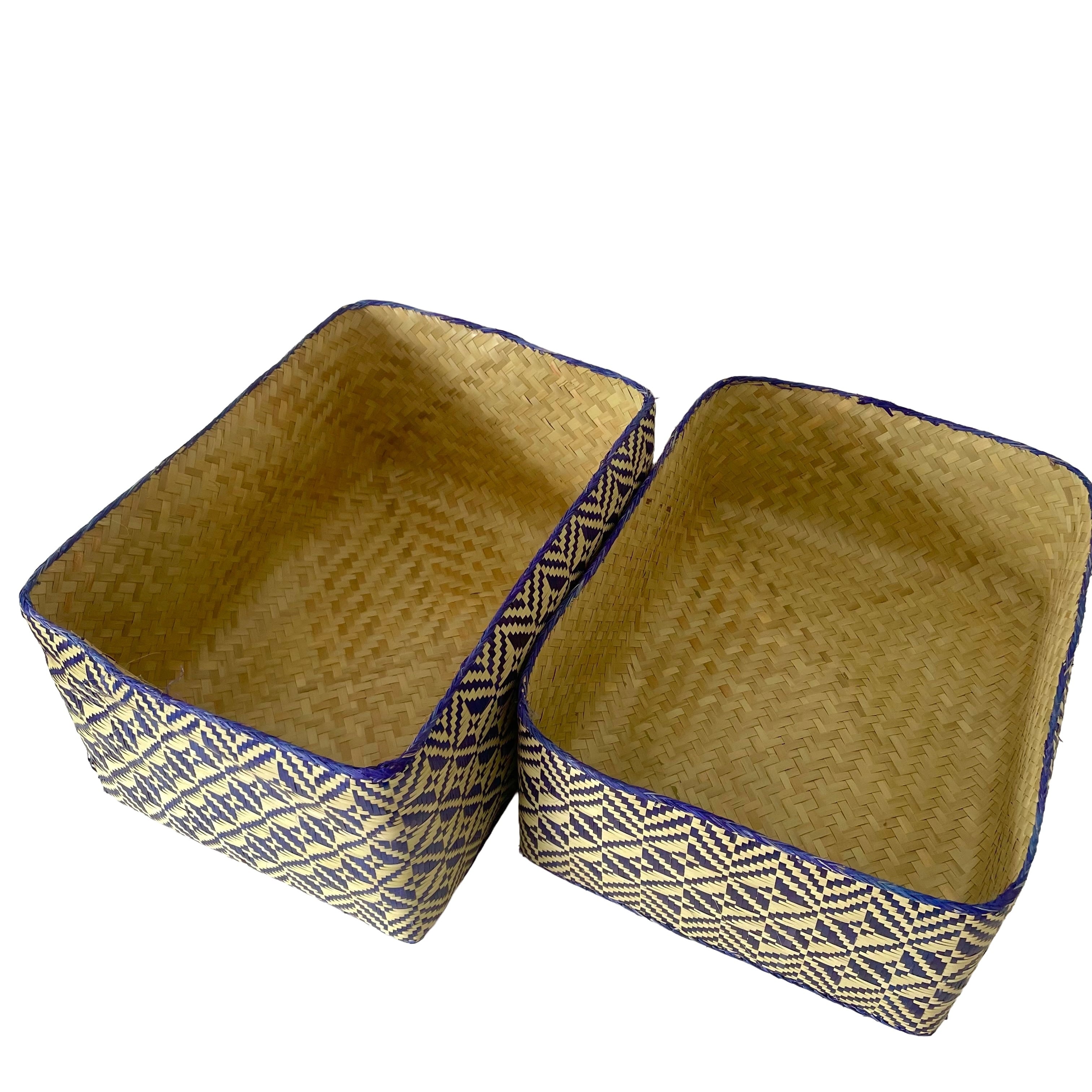 Rectangular colourful basket LL w41cm×30cm×h23cm四角カラフル蓋付き