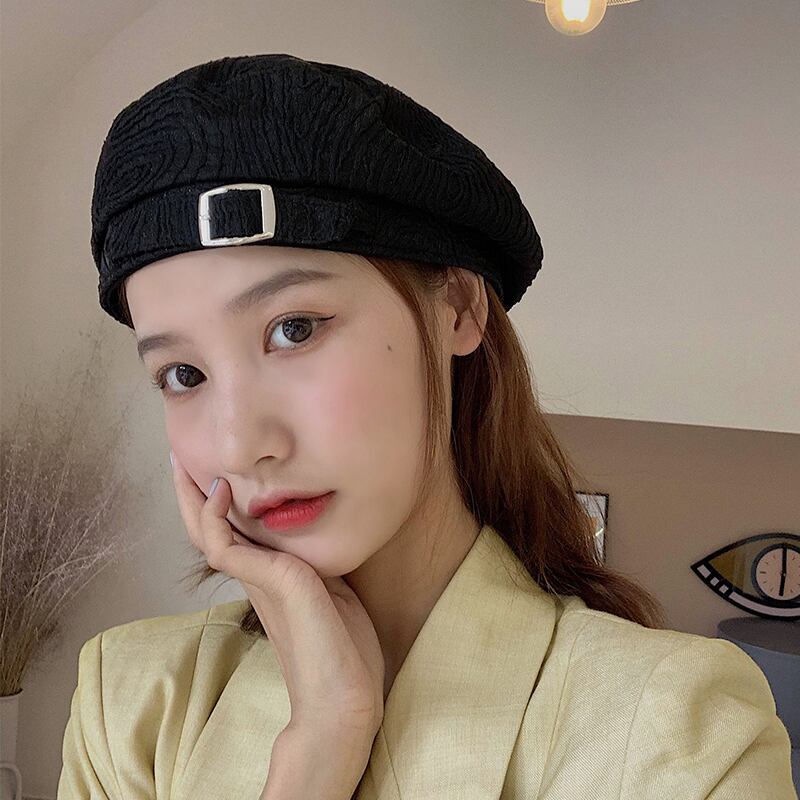 スタンダードレッドサマー薄手 レトロ 帽子 夏物 ベレット ヘアアクセサリー ブラック・アイド・ピーズ70389791095