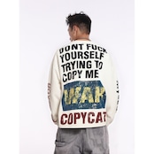 VINTAGE ストリート プリントワッフル ロングTシャツ T1809