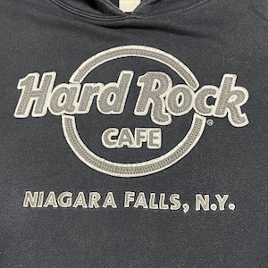 【Hard Rock Cafe】刺繍 ロゴ NIAGARA FALLS NY ナイアガラの滝 パーカー プルオーバー スウェット フーディー hoodie M グレー系 ハードロックカフェ us古着