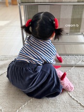 韓国子供服 / 26winter / cream bbang / ボーダーリブハイネックTシャツ / キッズ / 冬服 *XXS~XL*