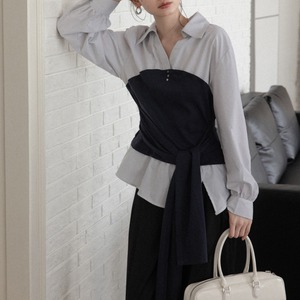 open-collar layered-look shirt　J00457