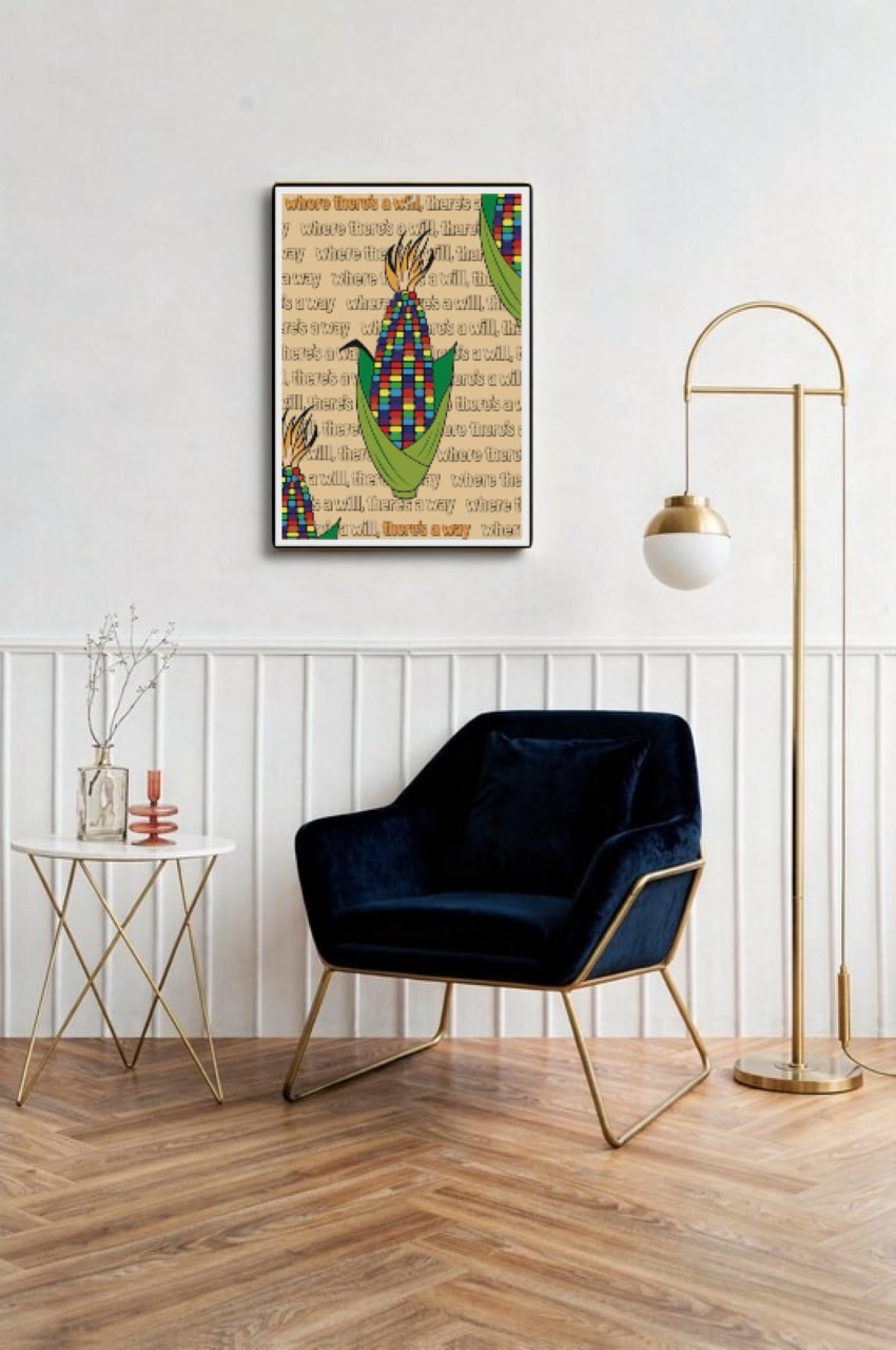 DHD(M)013【フレーム付きインテリアポスターA2　とうもろこしⅡ】