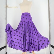 フラメンコ 衣装 ファルダ スカート 紫 黒 ドット 水玉 柔らかい ダンス パーティ 発表会 レッスン 練習着 ブラック系 パープル系 フレアスカート ロングスカート おしゃれ ダンス衣装 イベント 衣装用スカート ストレッチ素材 軽量 柔らかい生地 ポップデザイン スカートファッション 練習用コスチューム