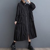 ジップ ギャザー トレンチコート  60006
