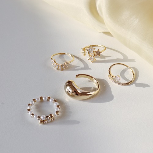 SET RINGS || 【通常商品】 VALENTINE GOLD 5 RING SET 3 || 5 RINGS || GOLD || FBA003