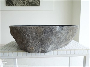 手洗鉢 自然石 洗面ボウルL-A39 洗面器 手洗いボウル 手洗い器 ウォッシュボウル 洗面資材 洗面材料 W49x D42.5 x H15cm