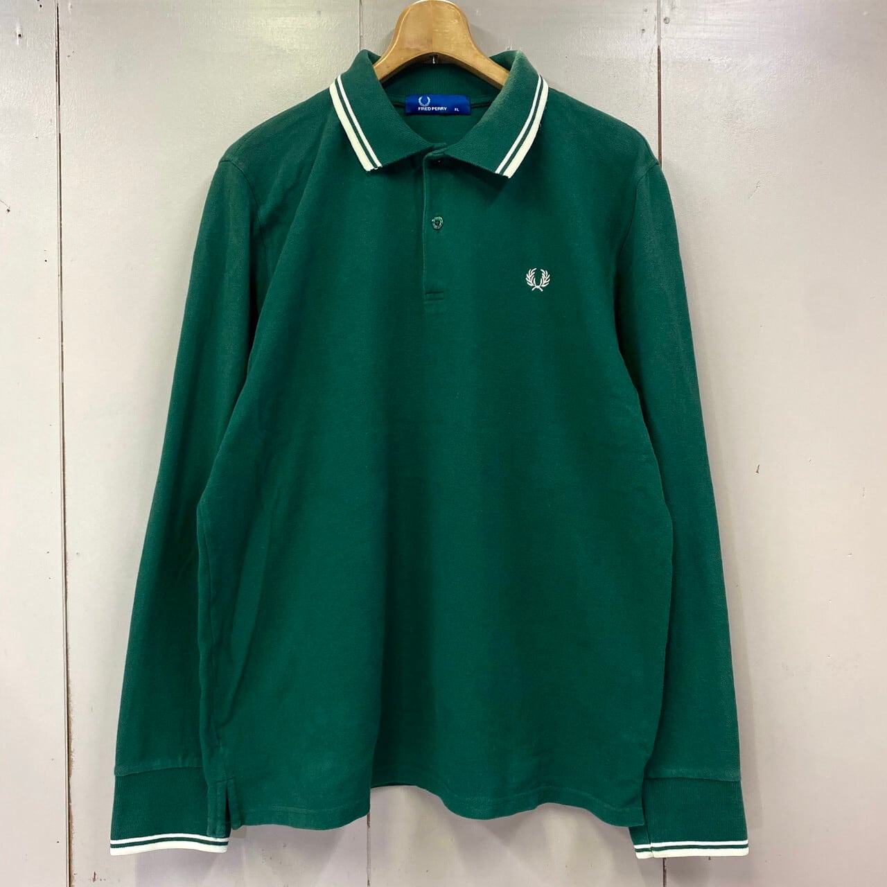 トルコ製 FRED PERRY フレッドペリー 無地 長袖ポロシャツ メンズXL グリーン 緑色 古着【ポロシャツ】 | cave  古着屋【公式】古着通販サイト