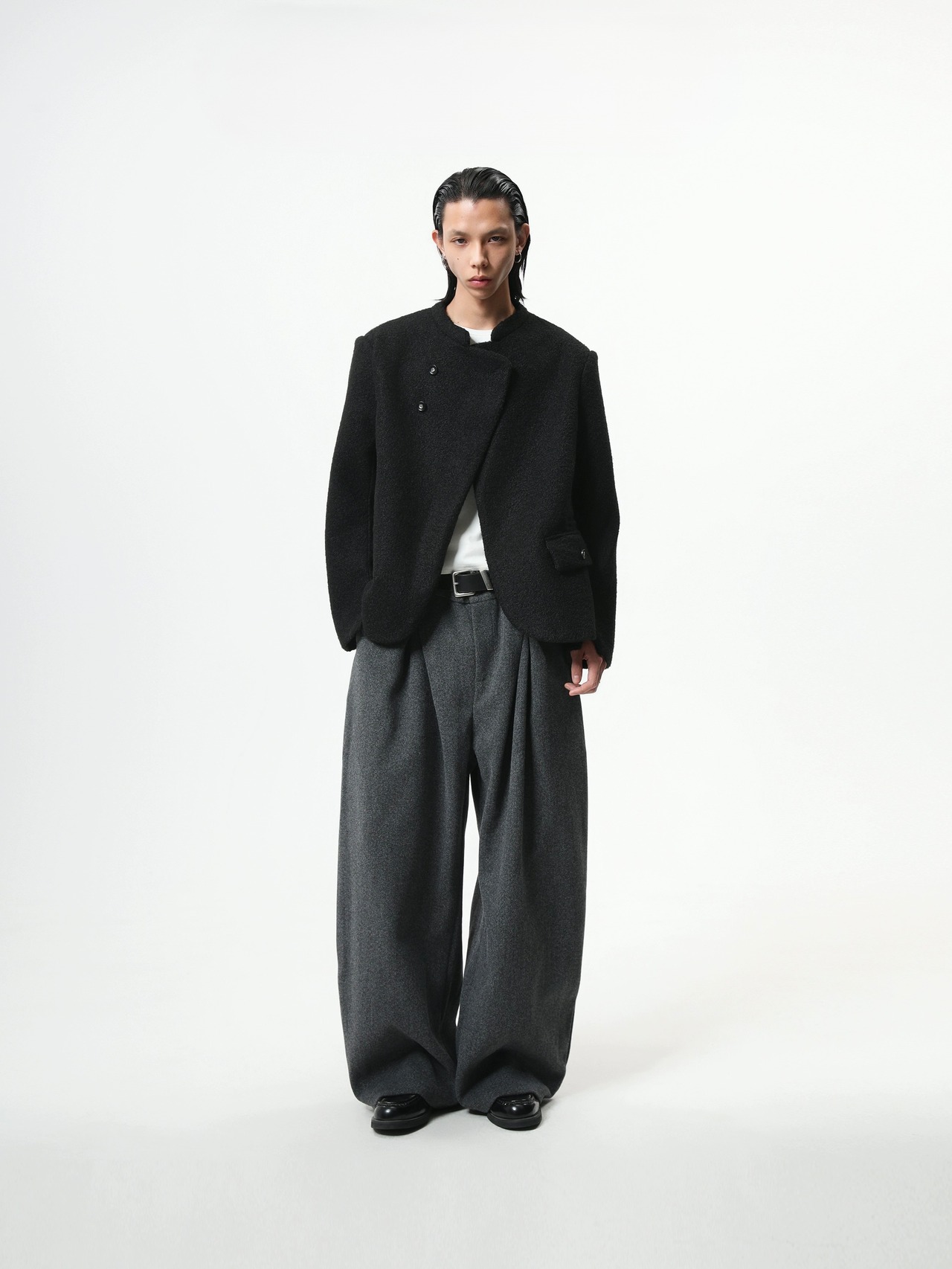 BOOGOOVOGUE Collarless Wool Jacket