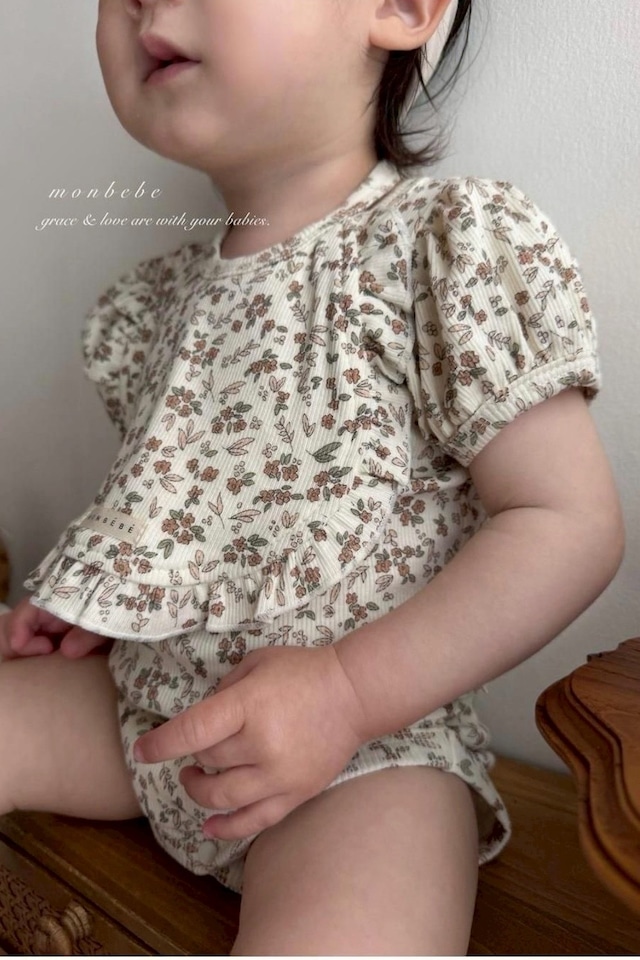 2348 flower rompers ＆ bib set / MONBEBE