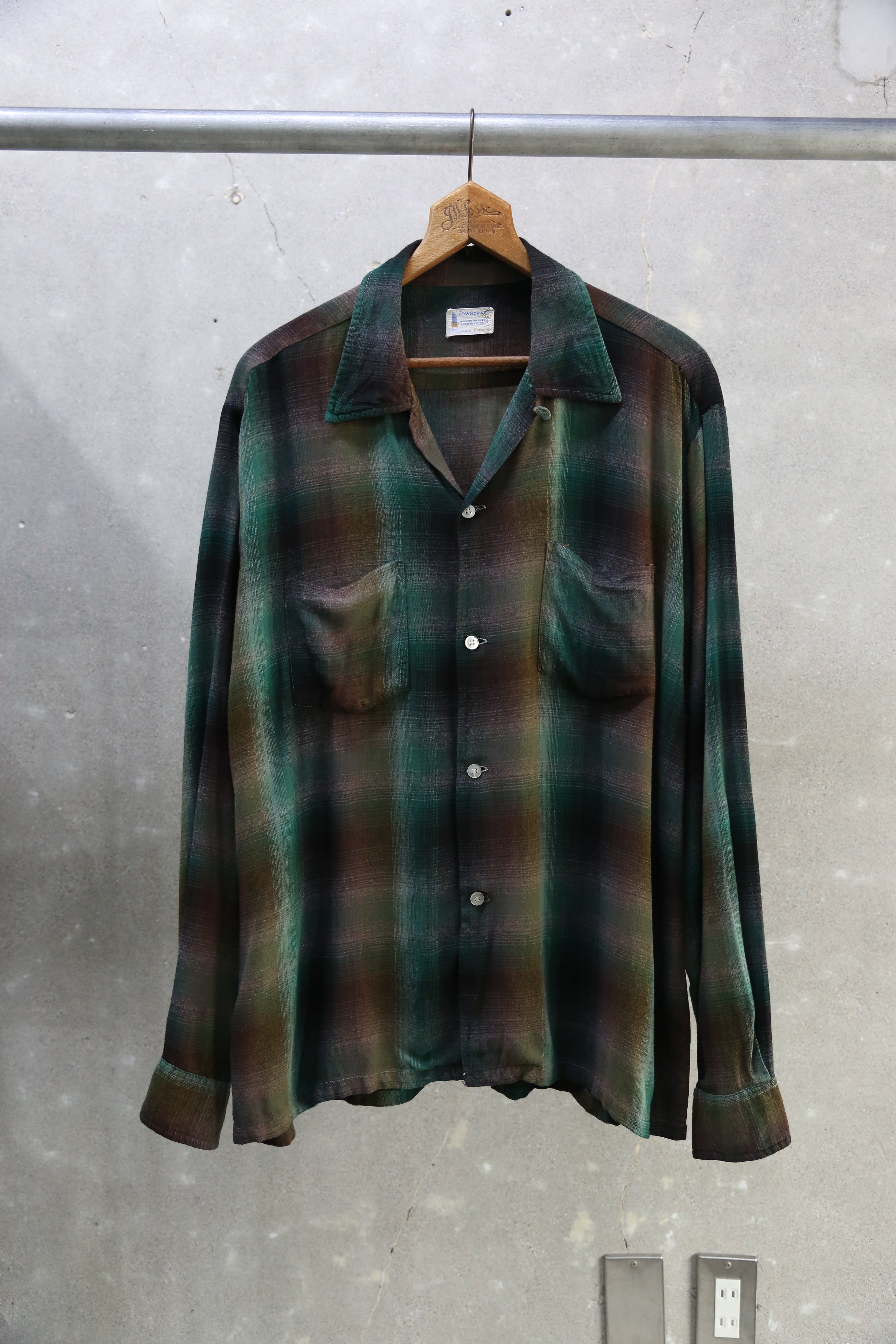 60s【TOWNCRAFT】L/S Rayon Open Coller Shirt | the Holic vintage