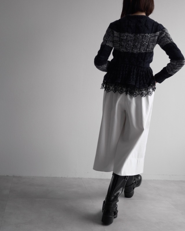 PRADA　BACK LACE TRIM COTTON KNIT TOP