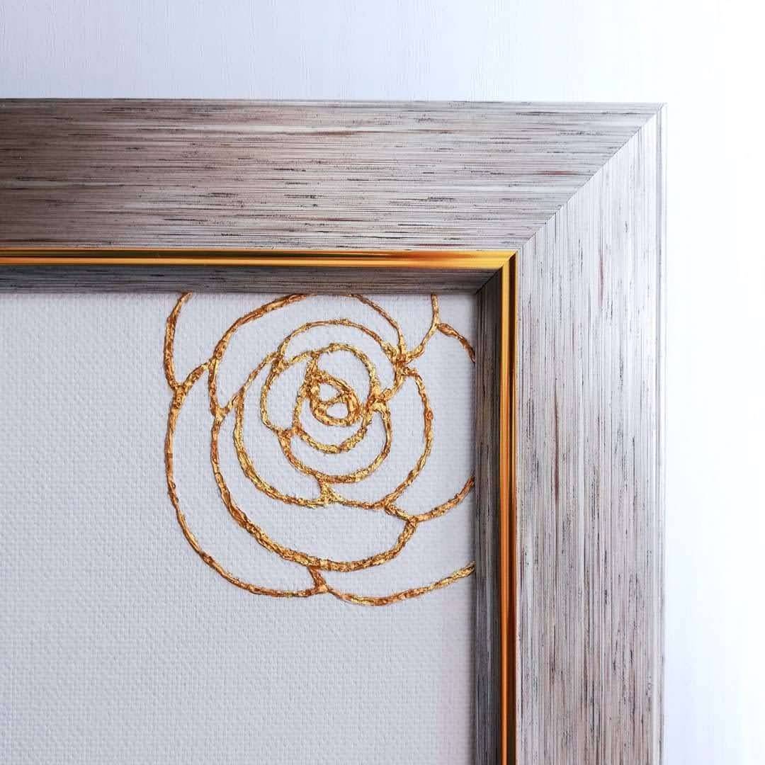 rose』金継ぎのインテリアアート 純金箔 シンプル バラ 花 クラシック