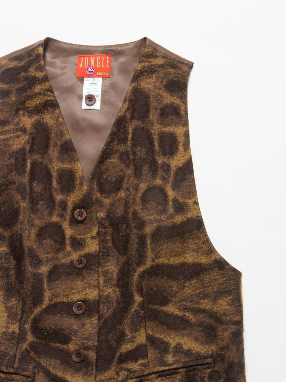 【KENZO JUNGLE】Made in France leopard pattern wool gillet（ケンゾージャングル フランス製レオパード柄ジレ ベスト）1d
