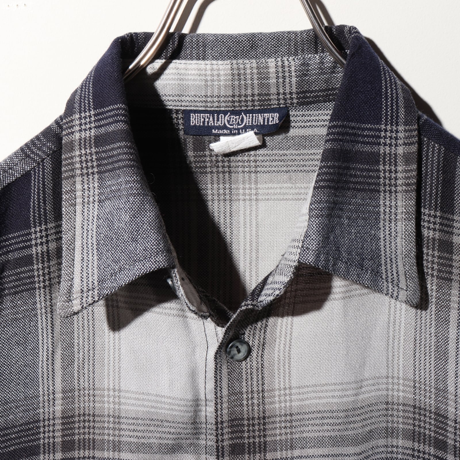 美品 XL USA 80s 90s オンブレチェックシャツ 半袖 黒 ブラック 