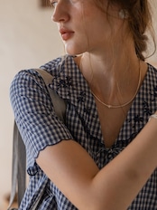 Bouquet Embroidered Gingham Blouse F0762