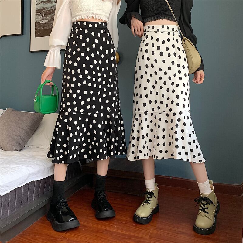 スタンダードAラインスカート オータムハイウェスト薄手 レトロ 秋物 1号婦人67007899421