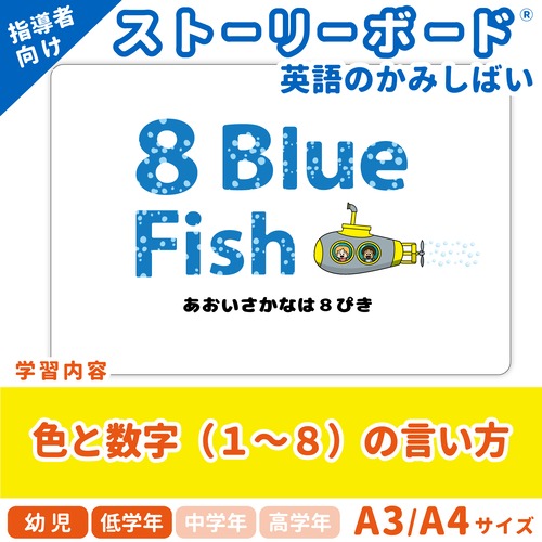 【英語のかみしばいストーリーボード】８ Blue Fish／８ぴきのあおいさかな／A4・A3サイズ
