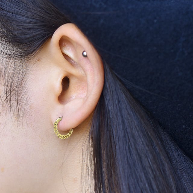 ワンタッチピアス 16g ゴールド 喜平チェーン リングピアス クリッカー