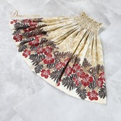 フラダンス 衣装 パウスカート ベージュ系 パウスカートショップ ハイビスカス柄 ラウアエ柄 シングル 日本製 赤 茶 フラ ダンス 花柄 レッスン 練習 ハワイアン アロハ ハワイアンプリント レッド系 ブラウン系