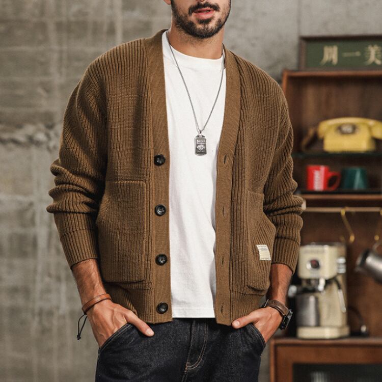 Vネックニットカーディガン 2色 G00090