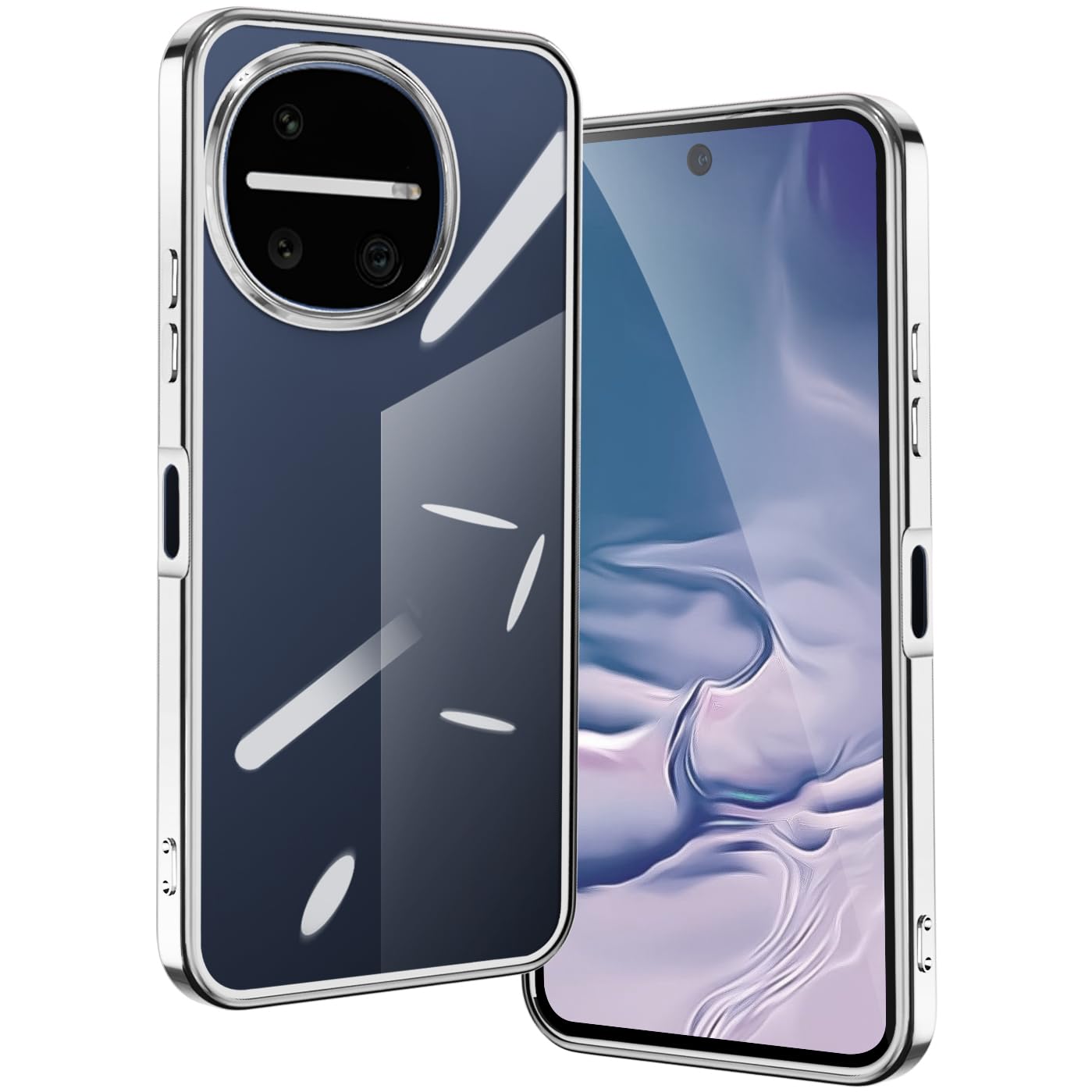 shichalisi 向けの AQUOS R11 ケース クリア アクオス R11 スマホケース カバー 透明 保護カバー 耐衝撃 軽量 ソフト TPU 薄型 スマホ ストラップホール付き 可愛い(シルバー)