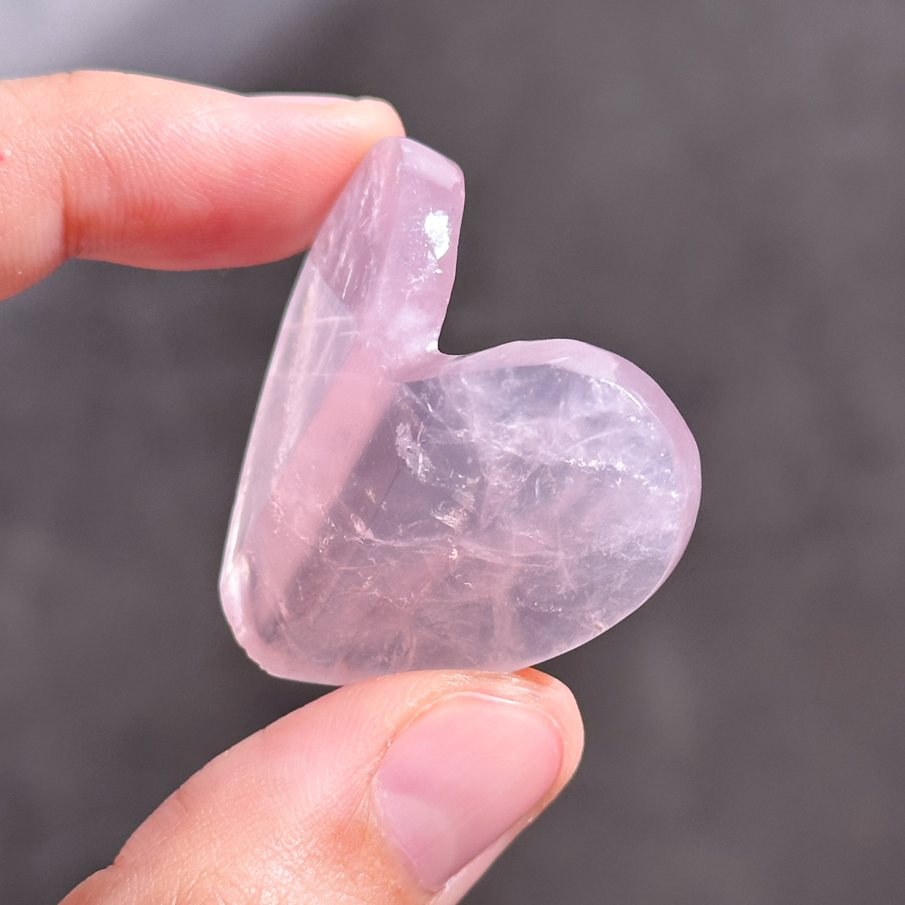 ローズクォーツ 3Dハート 04♡Rose Quartz heart ♡天然石・鉱物