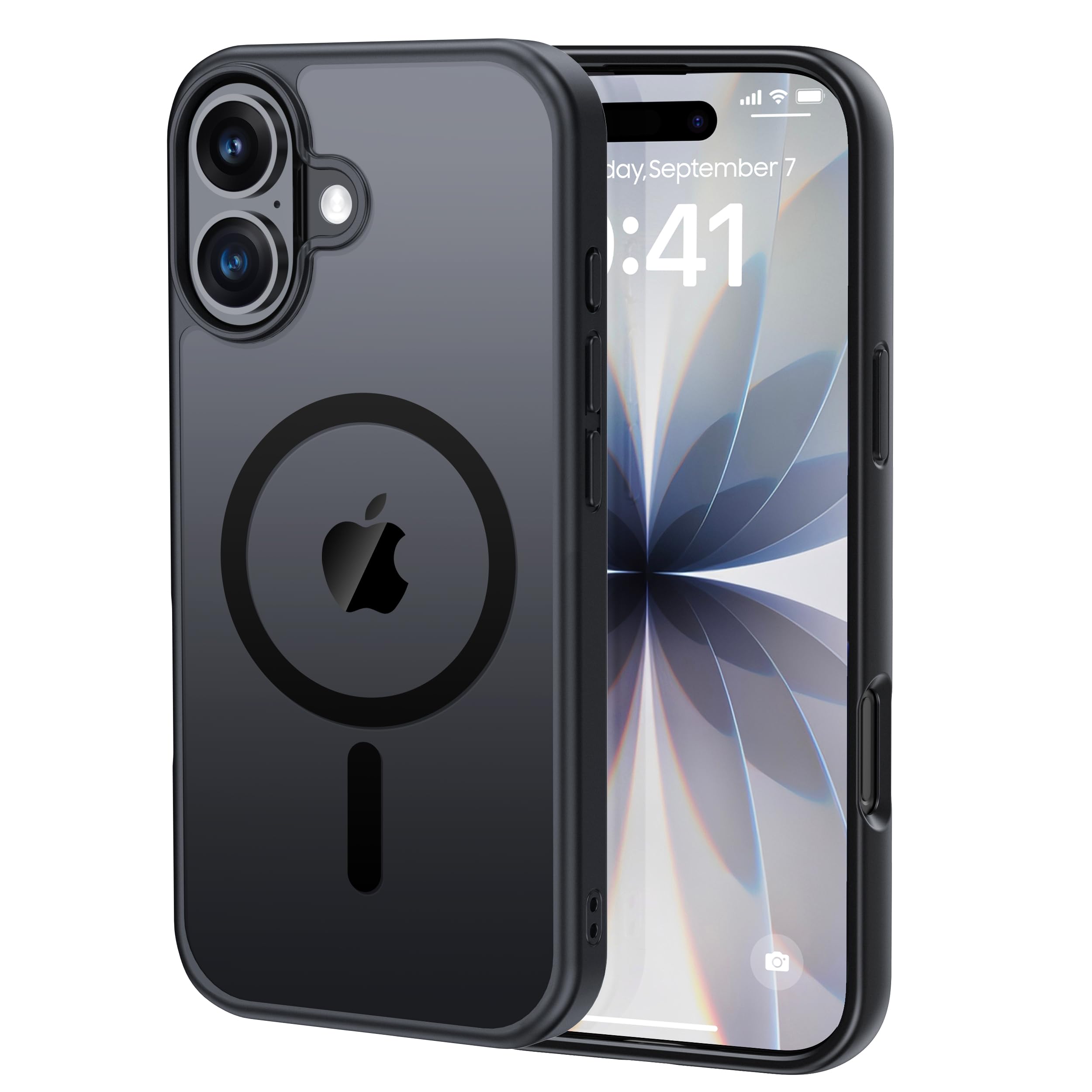 Benoya for iPhone 17 ケース 【Magsafe対応・米軍規格】半透明、薄くて肌に優しいデザイン、傷防止、落下耐性、指紋防止、黄ばみ防止、放熱、ワイヤレス充電、耐久性、黄ば、全面保護 あいふおん17ケース 6.3インチ用,ブラック