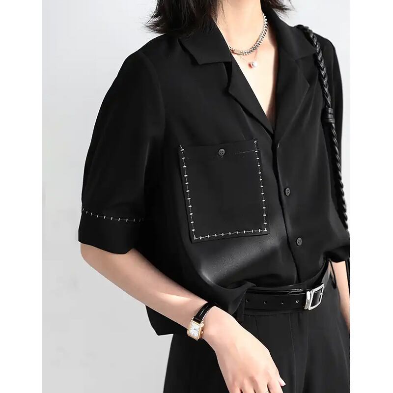 stitched drape shirt  10177