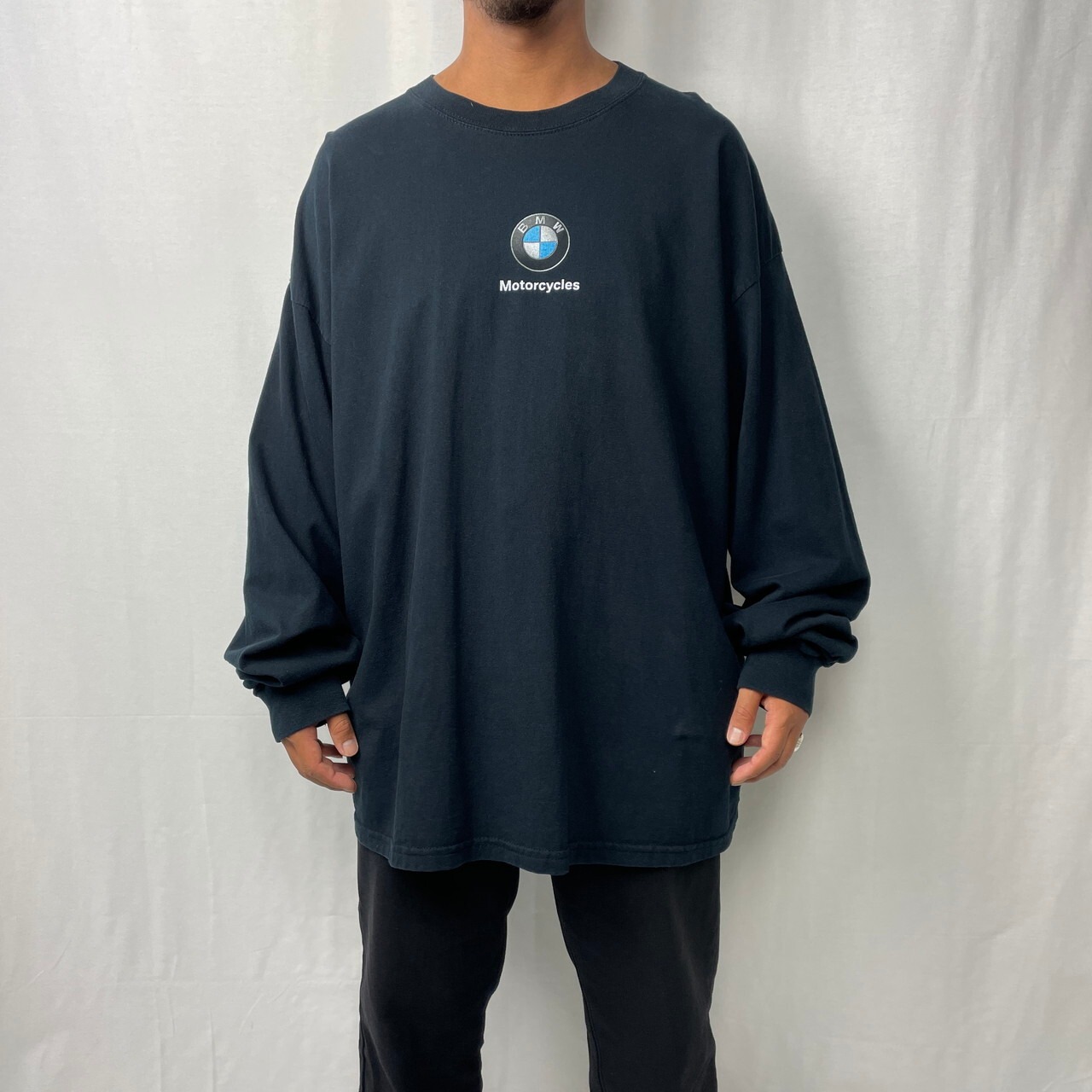 BMW MOTORCYCLES 企業ロゴ バックプリント ロングTシャツ メンズ2XL 