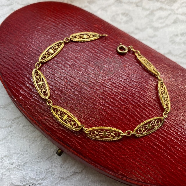 K18　フランス アンティーク フィリグリー　ブレスレット　～華やかな時代の高貴な愛と優美さ～DBT00029