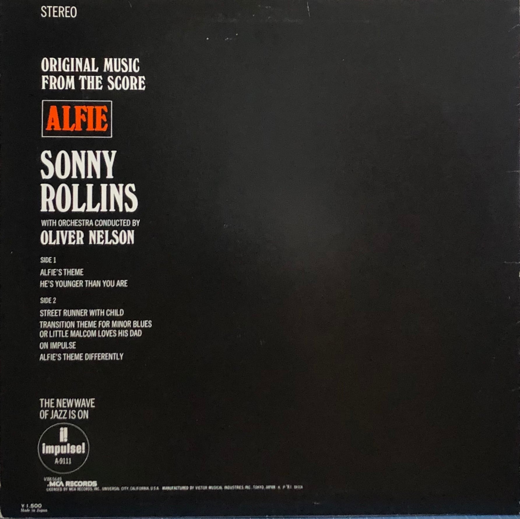 売れ筋 中古LP ORIGINAL MUSIC FROM THE SCORE ALFIE アルフィー ソニー ロリンズ オリバー ネルソン  オーケストラ