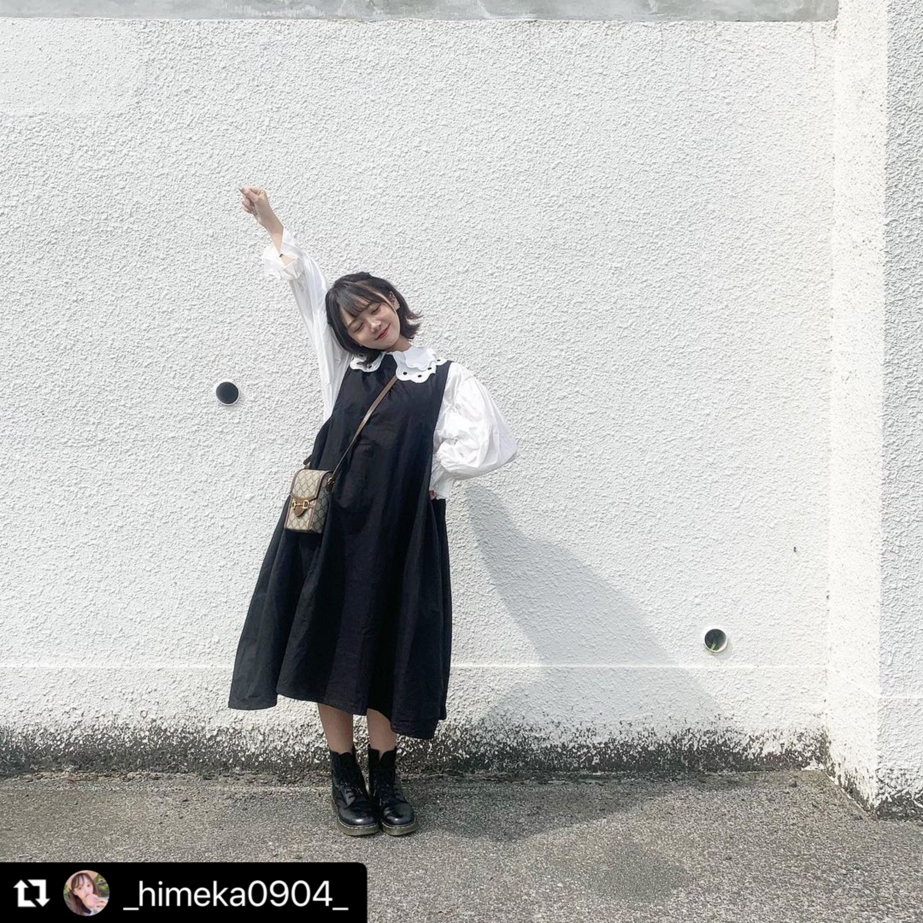 清純派 ガーリーセットアップ セットアップ ブラウス ワンピース 2点セット モノクロ Lamitte Deco トレンド 韓国ファッション ショップ Base店