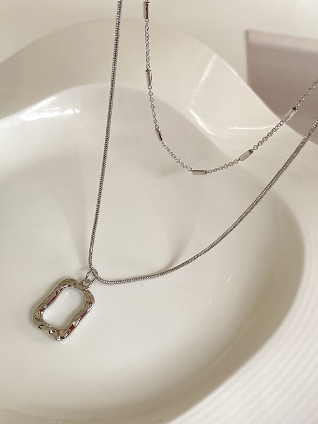 Squared  double chain necklace（スクエアドダブルチェーンネックレス）b-650