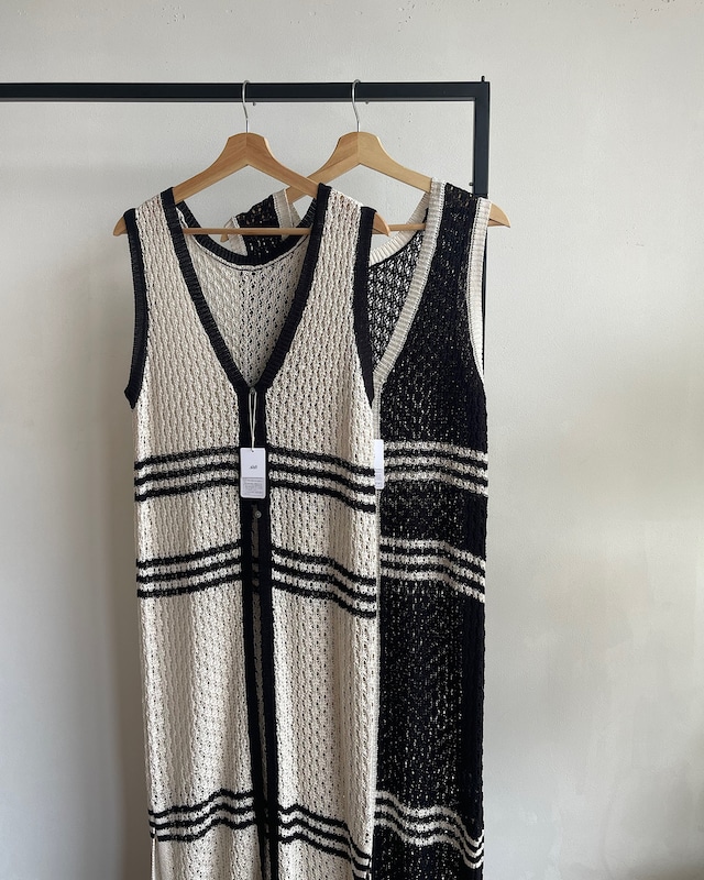 crochet knit long gilet