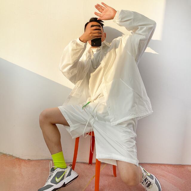 予約販売】メンズ セットアップ 上下 長袖 ハーフパンツ 無地 予約販売】メンズ セットアップ 上下 長袖 ハーフパンツ 無地