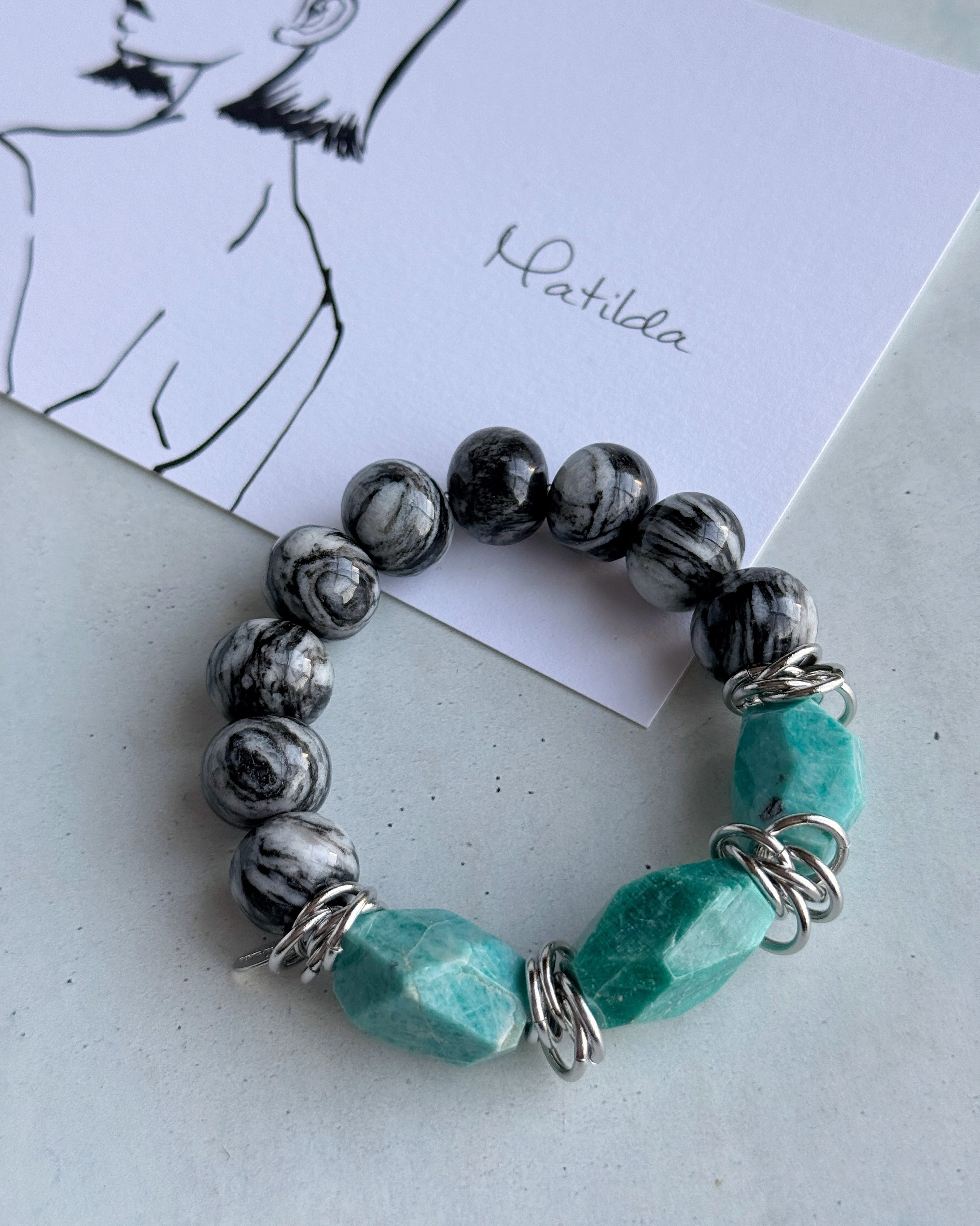 bicolor bracelet(アマゾナイト×ゼブラジャスパー)