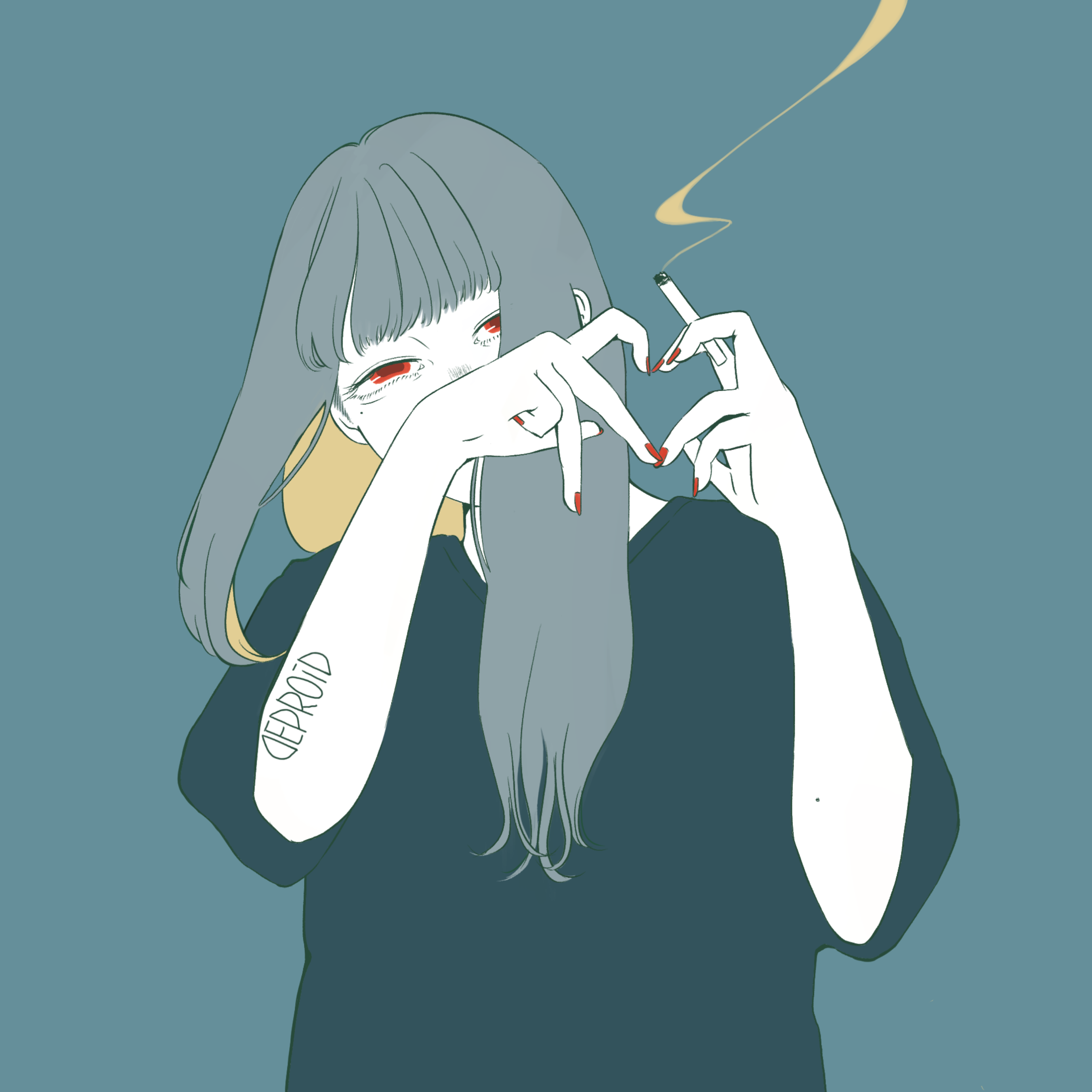 Deproid Itaru Smoking Girls L S Tee St Gry Dp 195 Deproid Official Ec