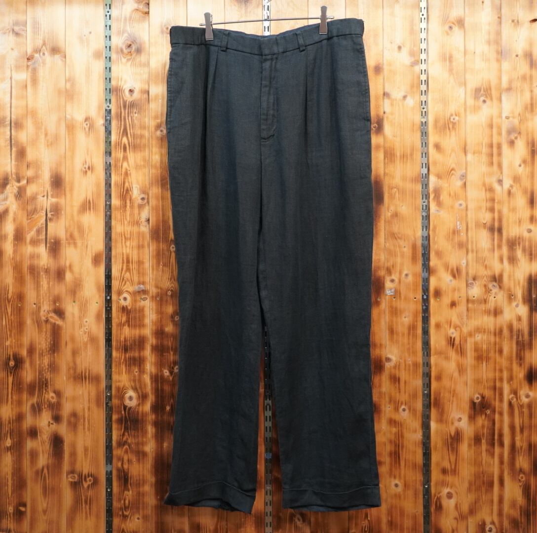 ralphlauren 黒 リネン パンツ W36L30/ラルフローレン ブラック linen 90s スラックス