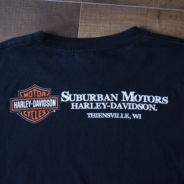 "HARLEY-DAVIDSON" XXXL super over silhouette multi print l/s tee