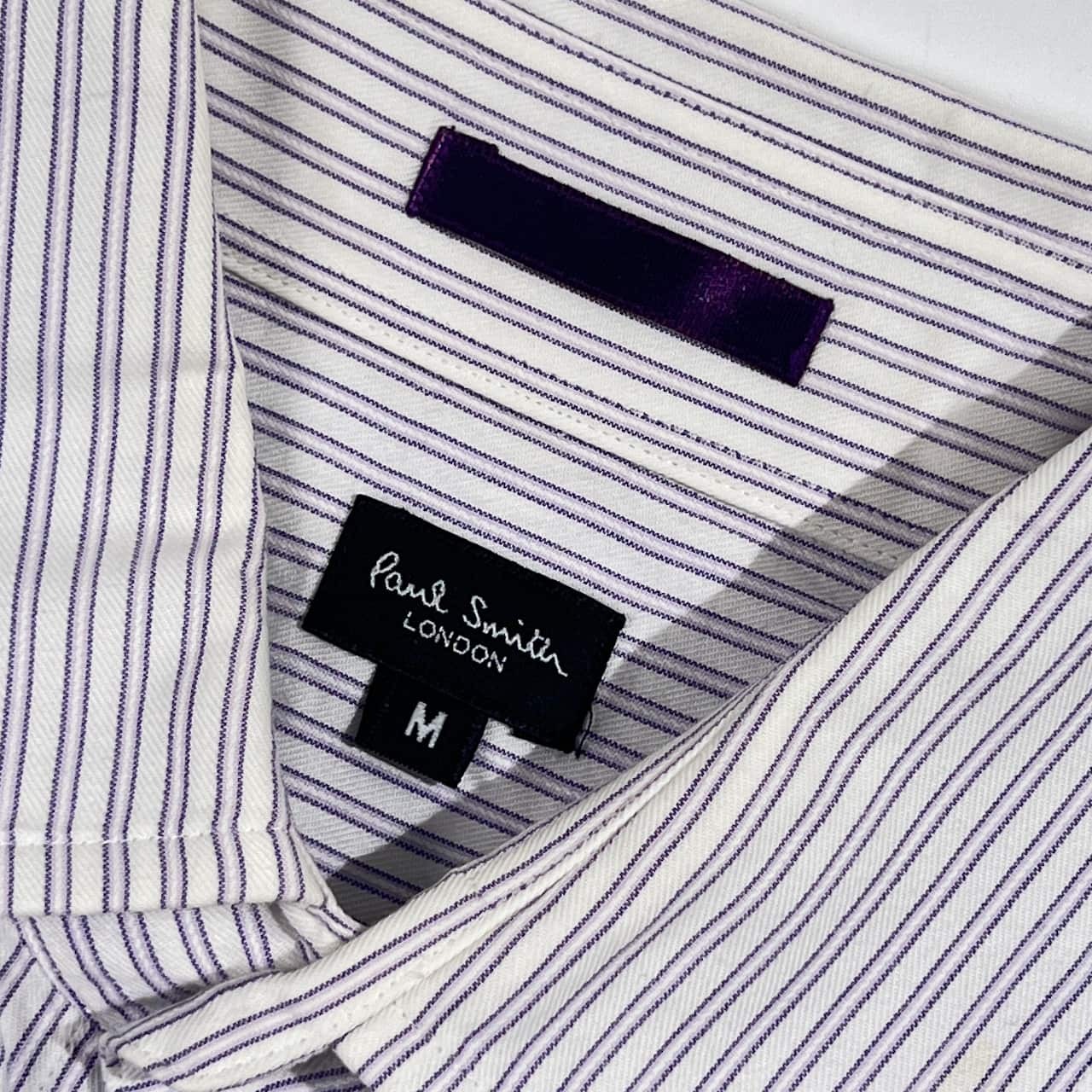 Paul Smith LONDON ポールスミス ロンドン ストライプ柄 長袖 ドレスシャツ カフスシャツ M /パープル×ホワイト メンズ
