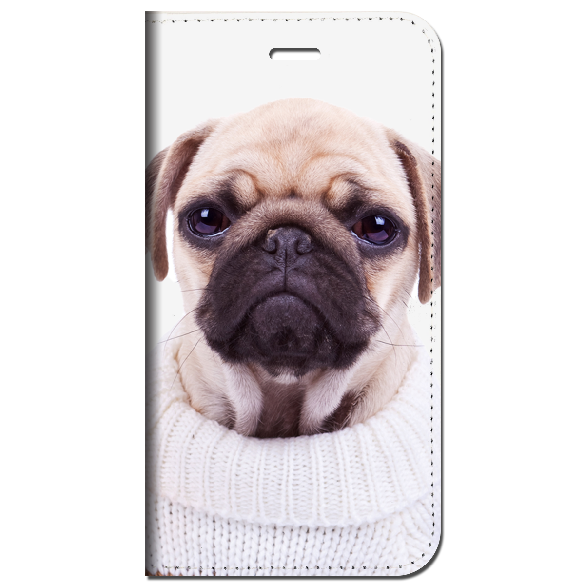iPhone対応 スマホ 手帳型ケース パグ01 動物 犬 いぬ 【iPhone17 / iPhone16 / iPhone16e / iPhoneSE 他 iPhone各機種対応】 st20