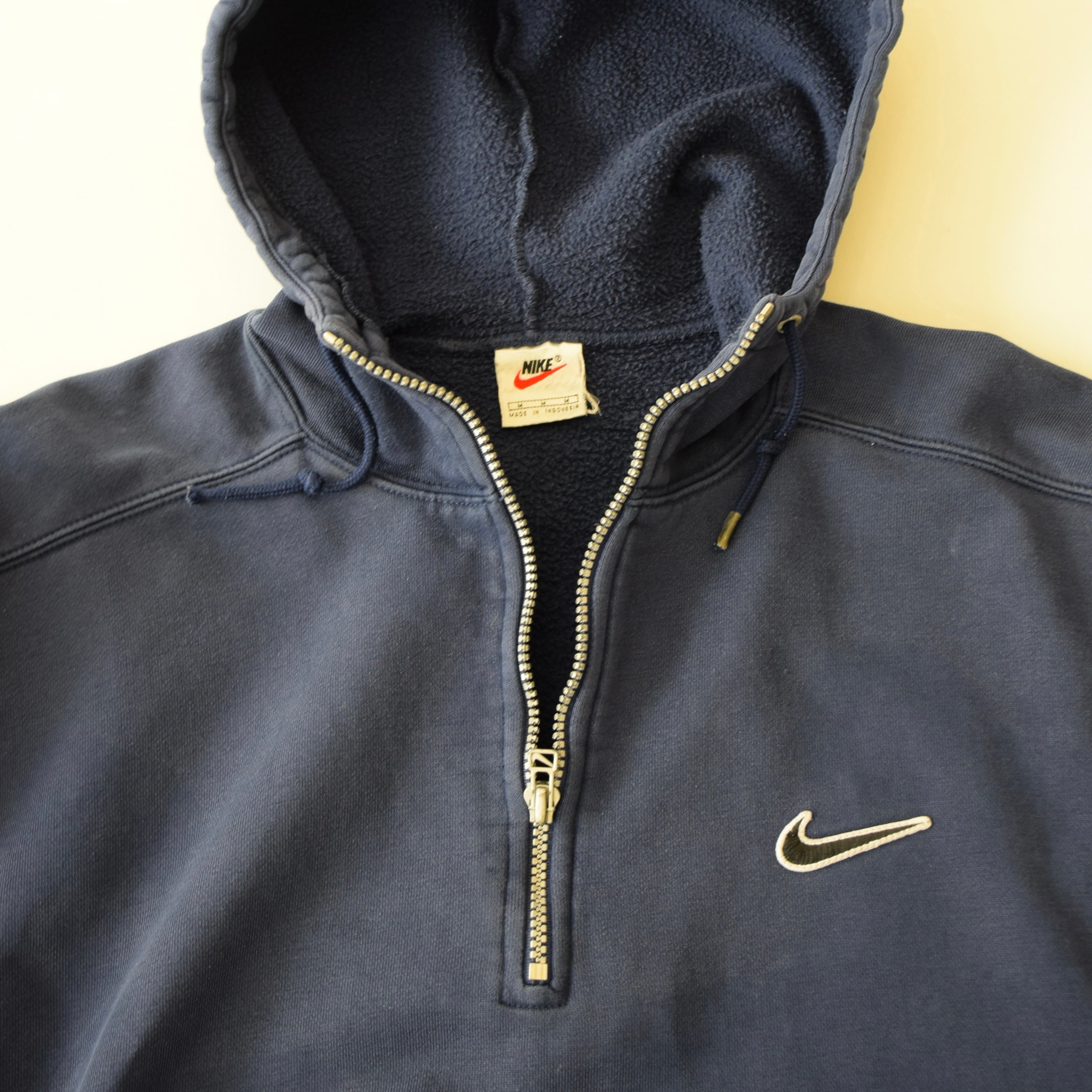 90's Nike ハーフジップパーカー フーディ メンズ M ネイビー ナイキ