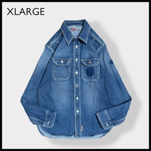 【XLARGE】日本製 デニムシャツ デニムジャケット タックボタン ネオバボタン ドッグイヤーカラー エクストララージM us古着