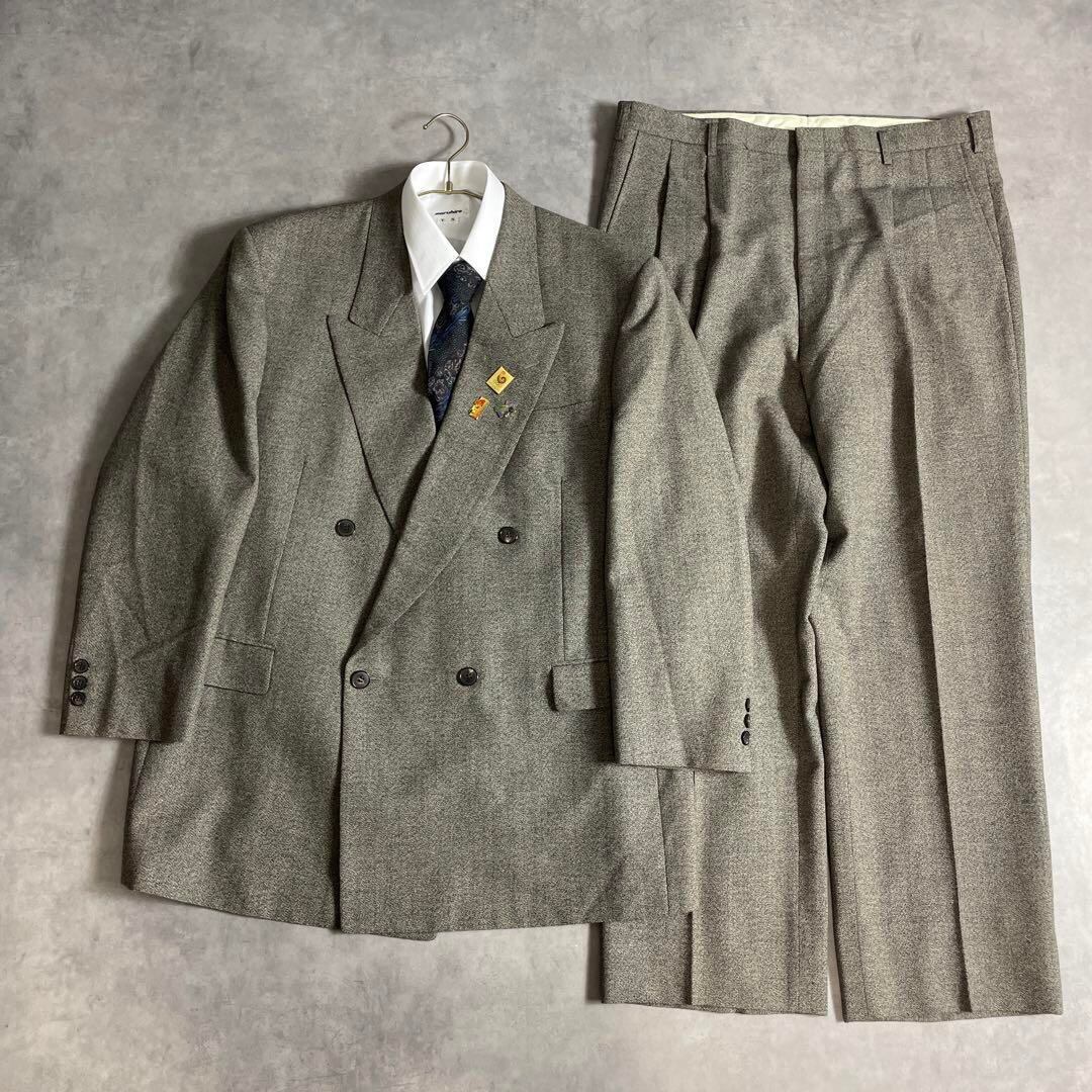 90s ヴィンテージ スーツ ダブル セットアップ ピンズvol.95 グレー