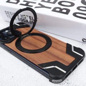 ◆iPhone 16/15/14/13/Pro/Pro Max/Plus◆ Aluminum Shell + Wood Back Cover Case / アルミニウム シェル ウッド バック カバー スマホケース