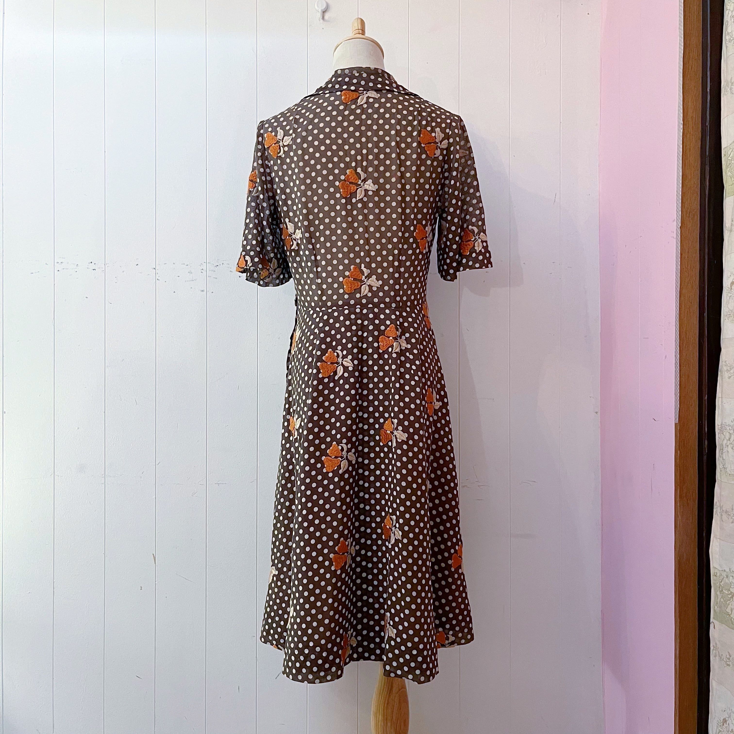fruit embroidery brown dot one-piece