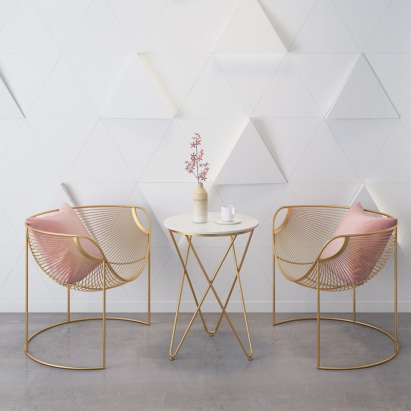 クッション付きゴールドメッシュの多目的チェア 椅子 リビングルーム おしゃれ かわいい レジャー リラックス バルコニー ビジネス用