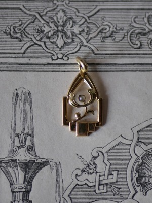 FN-07 K18 ネックレストップ 宿り木 アールデコ ペンダントトップ フランスアンティーク